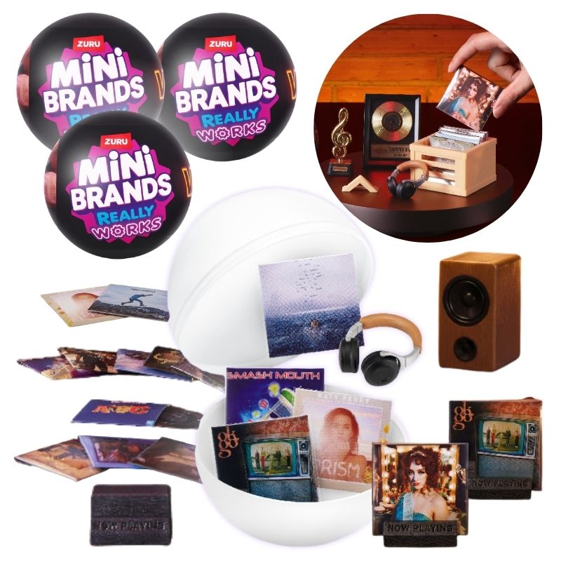 Zestaw 3 szt. Kula Niespodzianka Mini Brands Really Works Vinyl Kapsuła 4 Płyty Winylowe I Akcesorium Figurka Minis 3+