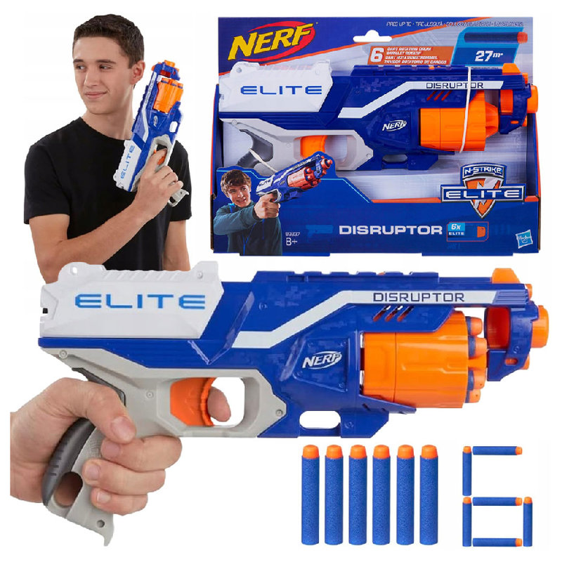 Hasbro Pistolet Nerf N-Strike Elite Disruptor Wyrzutnia Na Strzałki Plastikowe 6 Strzałek Dla Dzieci