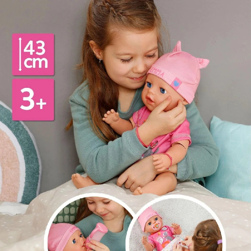 Interaktywna Lalka Baby Born Click And Play Emma 43cm Bobas Sika Płacze Akcesoria Smoczek Butelka 3+